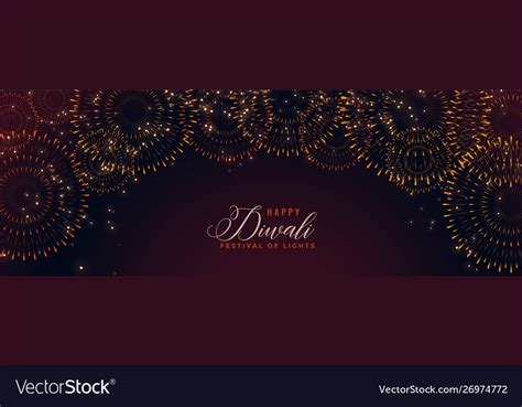 Happy Diwali Banner With Bursting Firework Vector Image