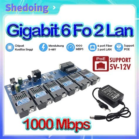 Jual Gigabit Media Converter Gigabit 6 FO 2 LAN 6G2E PCB Htb Gigabit