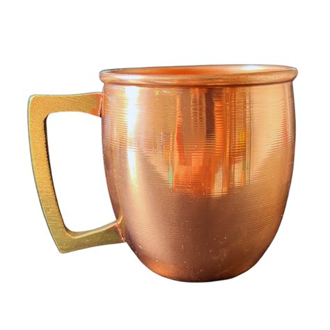 Caneca Moscow Mule Barril Lisa C Borda Alça Bronze 350 ml Cobre Lux