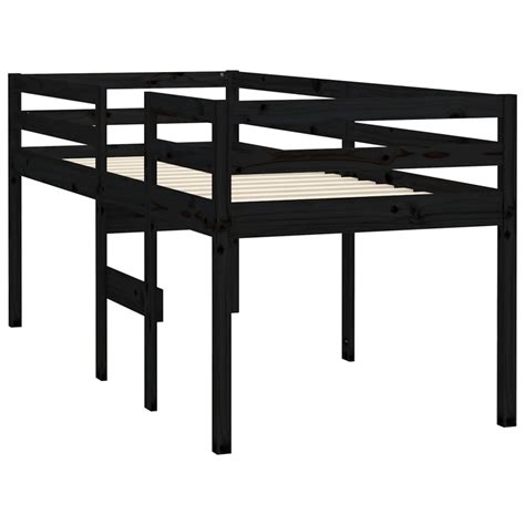 VidaXL High Sleeper Bed Black 92x187 Cm Single Bed Size Solid Wood Pine