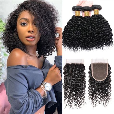 12a Malaysian Kinky Curly Bundles With Closure 3 Bundles With Closure