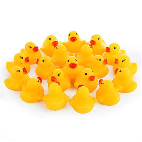 100pcslot Mini Bath Duck Sound Floating Rubber Ducks Squeeze Sounding