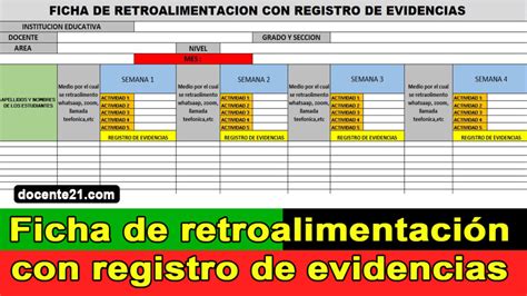 Ficha De Retroalimentaci N Con Registro De Evidencias Docente