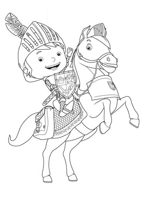 Mike The Knight Rearing Galahad Coloring Page Color Luna Nick Jr Coloring Pages Cool Coloring