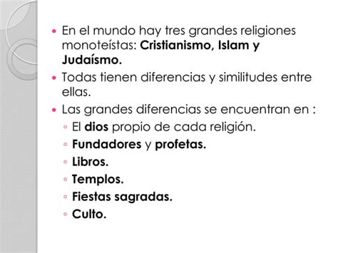 Comparación de las tres religiones monoteístas PPT Descarga Gratuita