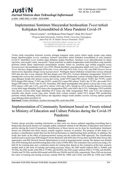 PDF Implementasi Sentimen Masyarakat Berdasarkan Tweet Terkait