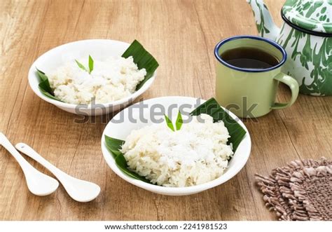 Ketan Kelapa Parut Indonesian Traditional Snack Stock Photo