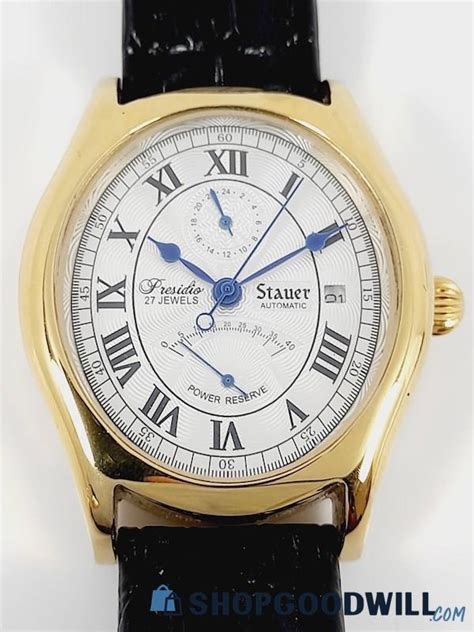 Men S Stauer Automatic Watch W Leather Band Shopgoodwill