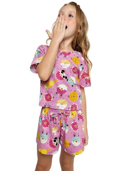 Conjunto Pijama Infantil Donuts Rosa Trick Nick