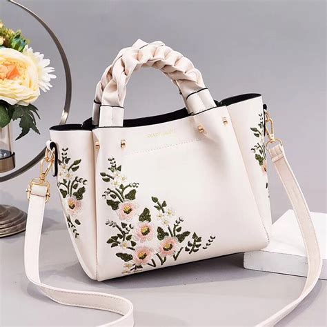 Bolso De Mano De Piel Sint Tica Con Flores Para Mujer Bandolera De