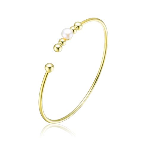 Genevive Bracelet jonc en argent sterling plaqué or jaune 14 carats