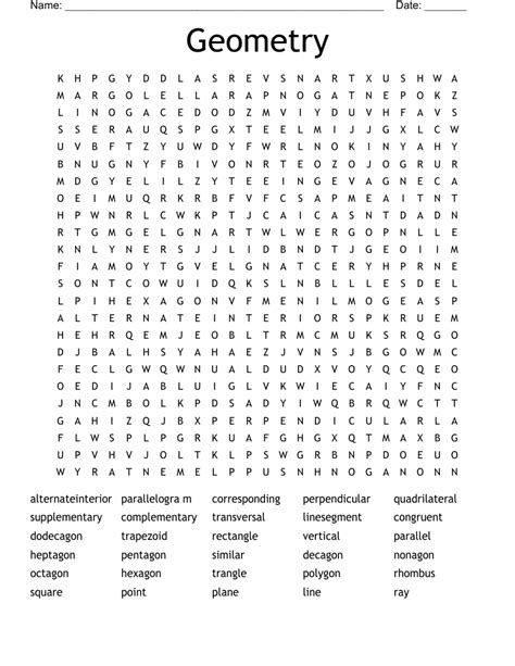 Geometry Vocabulary Word Search WordMint