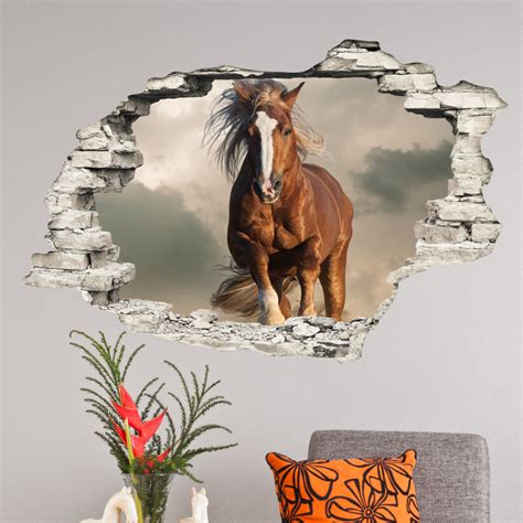 Sticker Trompe L Oeil Le Cheval Brun Stickers STICKERS ANIMAUX