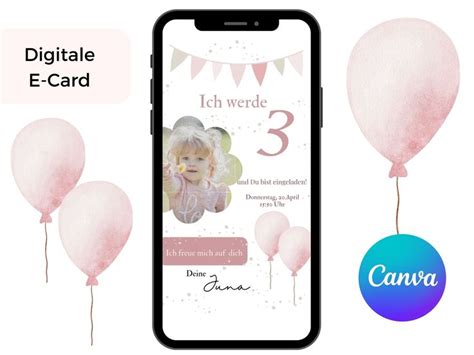 An Iphone With The Text Digitale E Card On It And Balloons In The