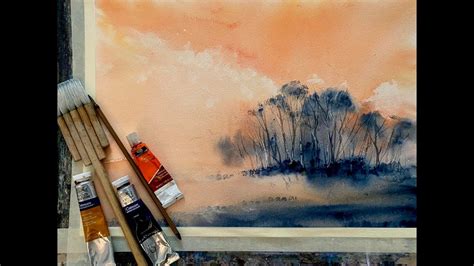 Paint A 3 Colour Loose Watercolour Landscape Sunset Sky Practice