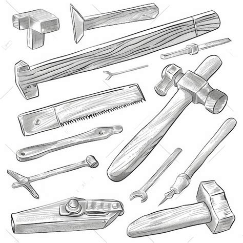 Premium Photo Carpentry Tools In A Workshop Modern Illustration Drawn