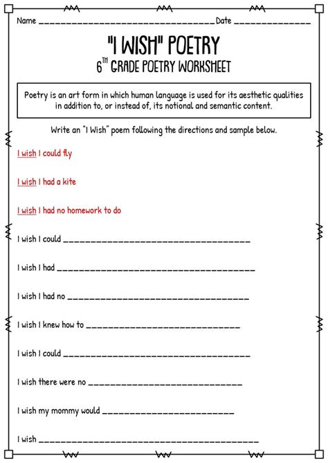 poetry terms  grade worksheets poetry terms poetry worksheets
