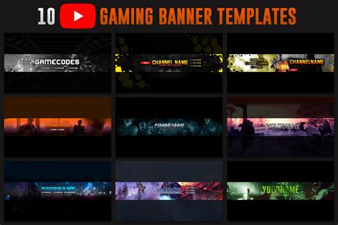 10 Gaming YouTube Banner Template | Creative YouTube Templates ~ Creative Market