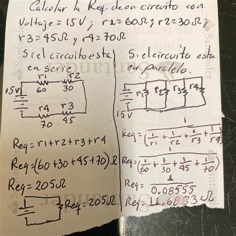 Calcular La Resistencia Equivalente De Un Circuito Con Un Voltaje De 15