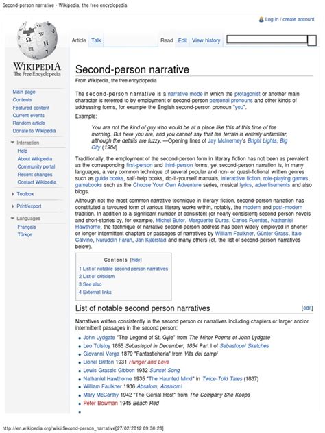 person narrative wikipedia   encyclopedia narration