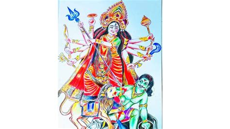 How To Draw Maa Durga With Color Pencil Drawing Maa Durga Face Durga