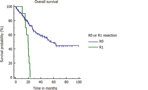 Survival Curves Of Patients With R0 Resection Compared To R1 Resection Download Scientific