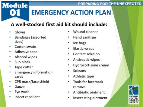 Emergency Action Plan 8 First Aid Kit Items National Center For