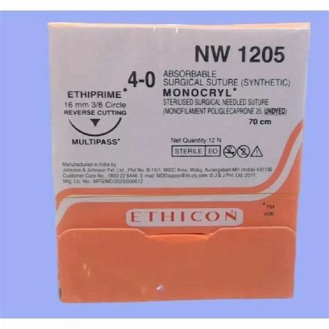 Ethicon Monocryl Nw1205 Surgical Suture Polypropylene Sutures 4 0 At