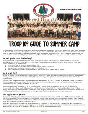 Fillable Online Troop Guide To Summer Camp Fax Email Print Pdffiller