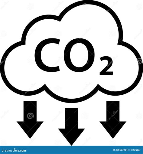 CO2 With Cloud Emission Gas Silhouette Icon. Reduction Greenhouse