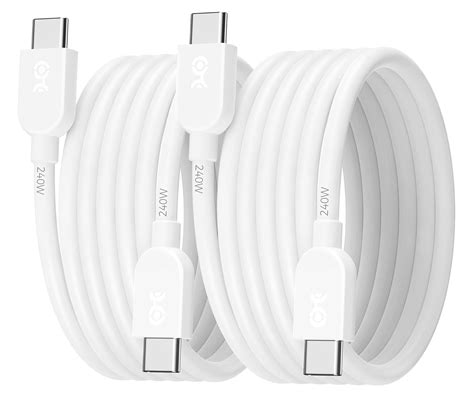 Cable Matters 2 Pack Extreme Flexible 240w Usb C Charging Cable 6ft White For Macbook Pro