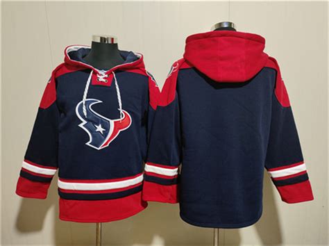 Men S Houston Texans Blank Navy Ageless Must Have Lace Up Pullover Hoodie On Sale For Cheap