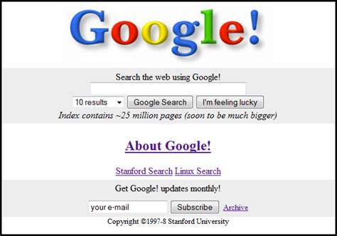 The Original Google Website From 10 Years Ago Pingdom