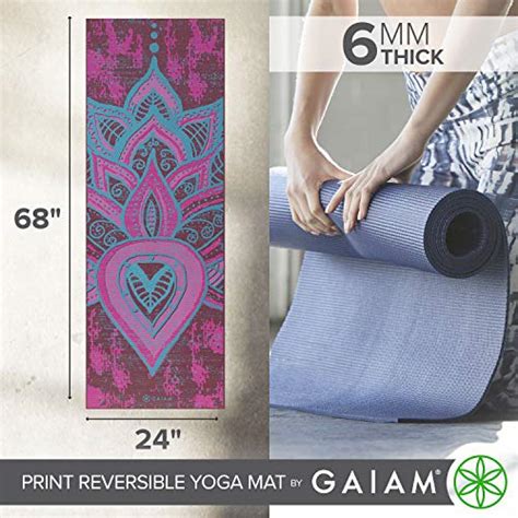 Gaiam Yoga Mat Premium Print Reversible Extra Thick Non Slip Exercise