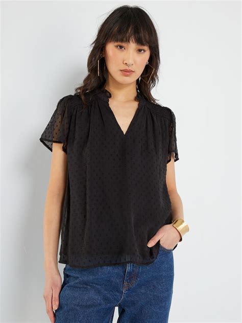 Blusa De Plumeti Negro Kiabi 15 00