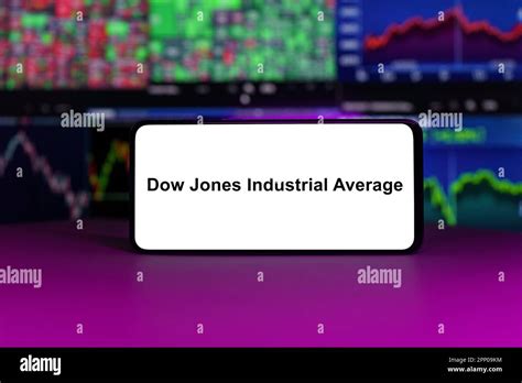 Dow Jones Industrial Average Stock Market Index In Front Of Stock Market Charts Background Stock