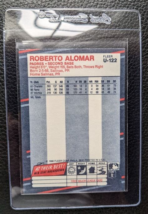 1988 Fleer Update U 122 Roberto Alomar Rookie Card Rc San Diego Padres