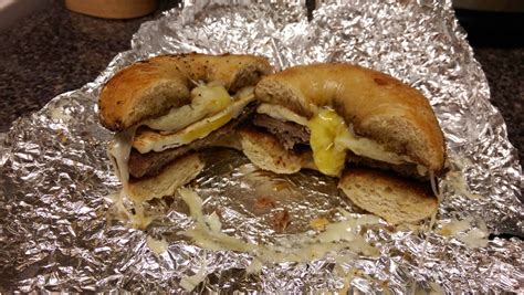 Sausage Egg And Cheese On An Everything Bagel Eatsandwiches