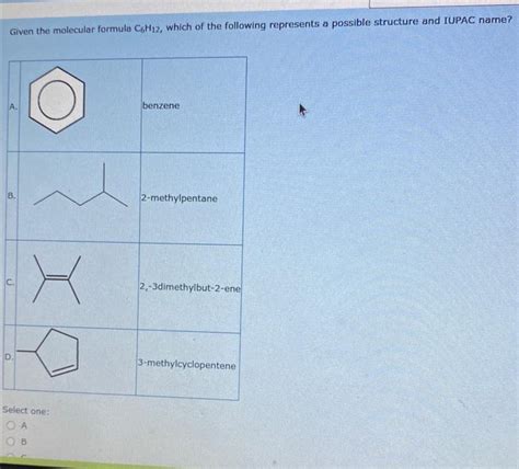 Solved Given the molecular formula C6H12, which of the | Chegg.com