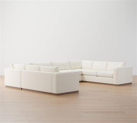 Carmel Square Wide Arm Upholstered U Shaped Sectional With Wood Base