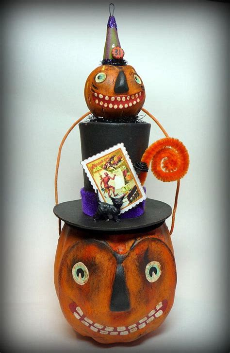 Halloween Folk Art Pumpkin Halloween Decoration Jack Etsy