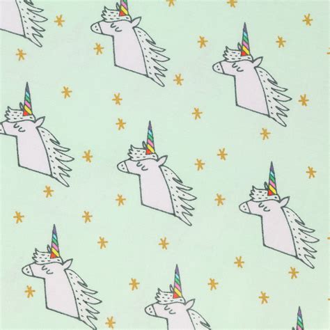 Tissu En Coton Enduit Magical Summer Licorne Mint Multicolore D