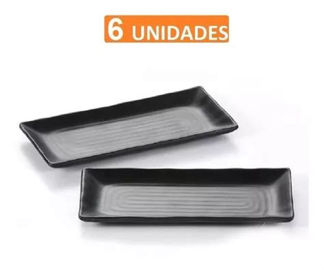 Set De 6 Platos De Melamina Para Comida Japonesa 21 Cm Sushi