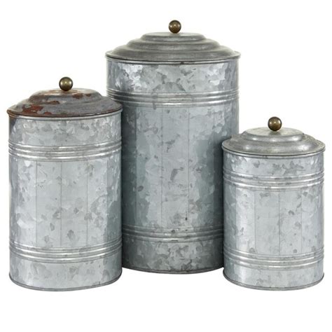 Grayson Lane Grayson Lane Set Of 3 11 In 9 In 7 In Farmhouse Decorative Jar Grey Metal In The