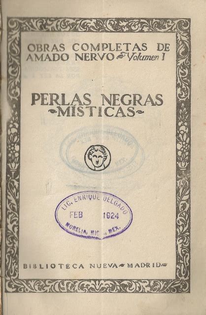 OBRAS COMPLETAS DE AMADO NERVO VOLUMEN I PERLAS NEGRAS MISTICAS