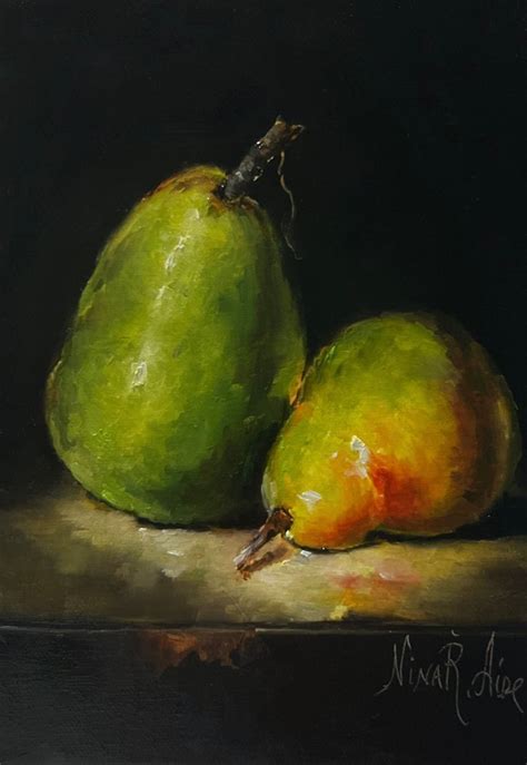 Green Pears Still Life Original Oil Painting By Nina R Aide X Fuit