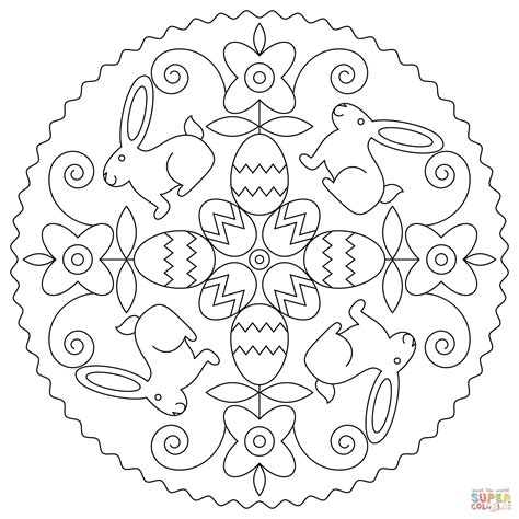 Coloriage Mandala De Pâques Avec Lapins Et Oeufs Coloriages à