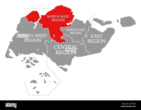 North West Region red highlighted in map of Singapore Stock Photo - Alamy