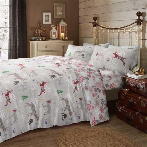 Garland Reindeer Brushed Cotton Christmas Bedding Set Multicolour