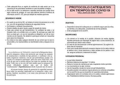 Delegación Diocesana de Catequesis de Valladolid PROTOCOLO DIPTICO